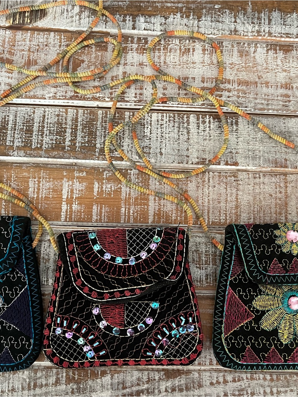 Embroidered Black Beaded Crossbody Bag - Artisan Style